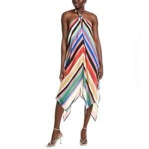 Laundry By Shelli Segal Colorful halter dress with asymmetrical hem